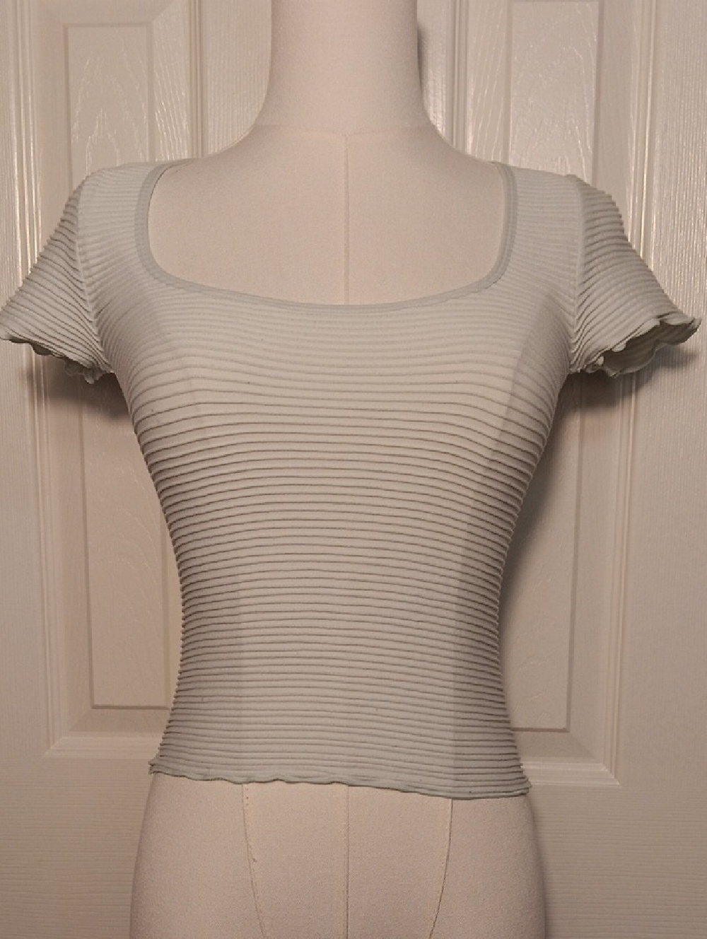 Forever 21 Ribbed Square Neck Crop Top in Baby Blue